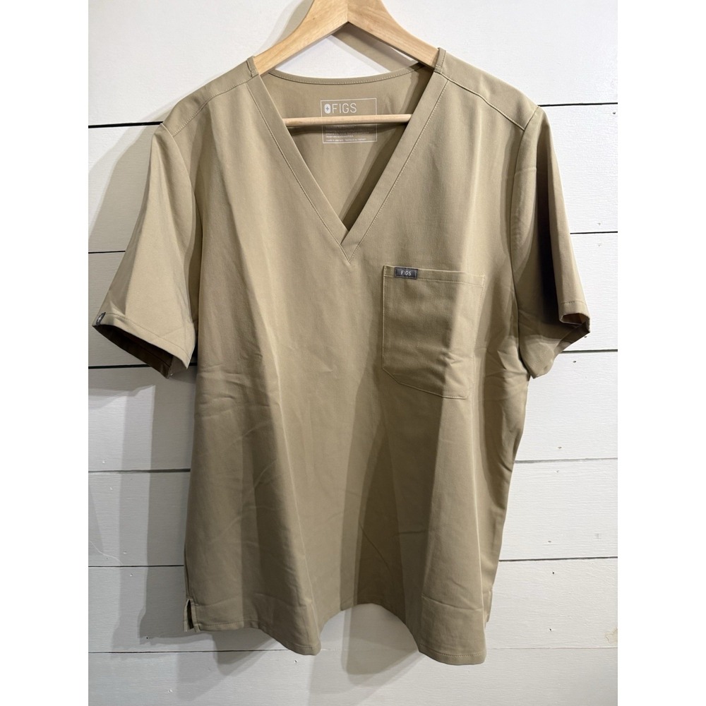 Figs 2XL Catarina Technical Scrub Top Women XXL Tan Beige‎ Khaki Medical Nurse